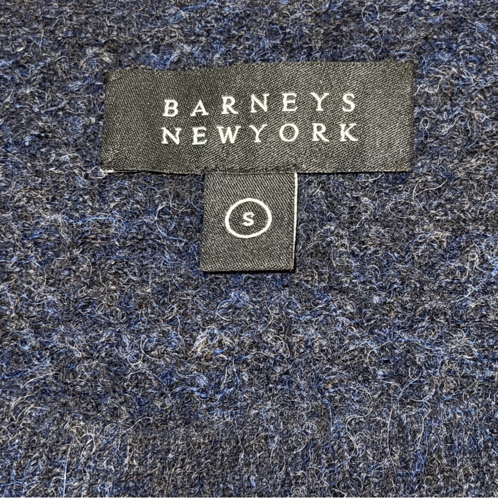 Barneys New York Baby Alpaca Sweater Navy Textured Knit Made in Peru S - Picture 4 of 6